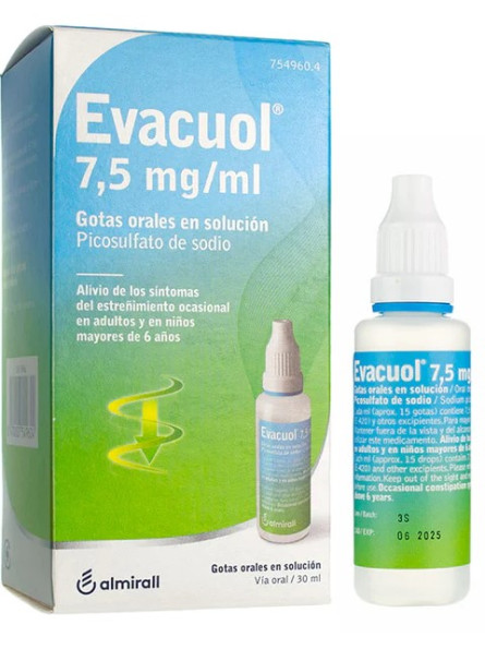 Laxante fuerte en gotas: Prospecto de Evacuol 7,5 mg/ml